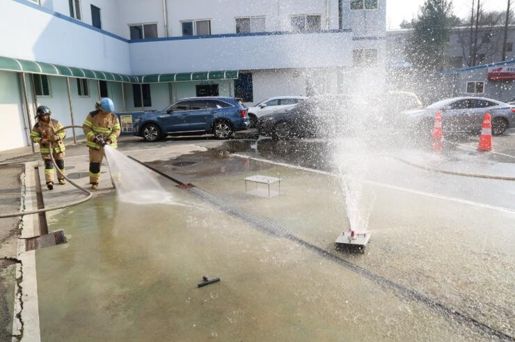 홍성소방서, 전기차 배터리 화재 대응...