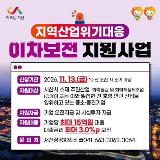 서산시, 석유화학 관련 중소·중견기업 이차보전 지원