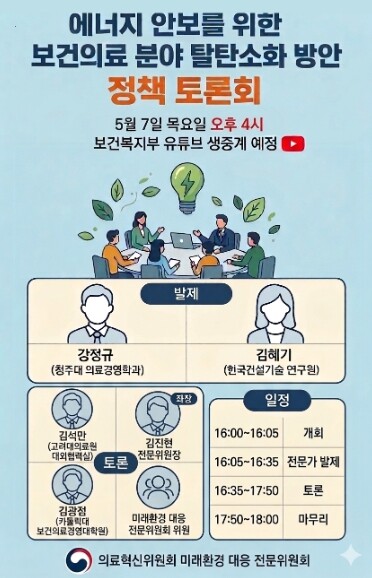 보건복지부, 24시간 멈출 수 없는 의료기관, 에너지 위기 대비 탈석유화 해법 논의
